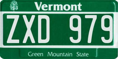 VT license plate ZXD979