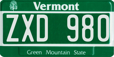 VT license plate ZXD980