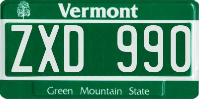 VT license plate ZXD990