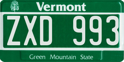 VT license plate ZXD993
