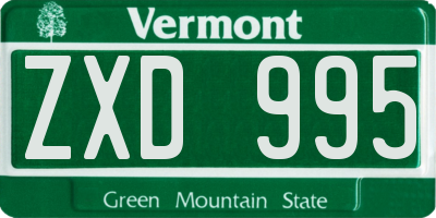 VT license plate ZXD995