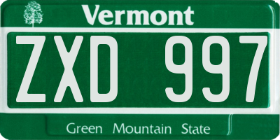 VT license plate ZXD997
