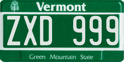 VT license plate ZXD999