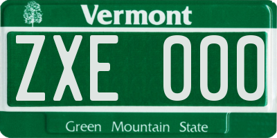 VT license plate ZXE000