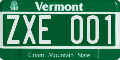 VT license plate ZXE001