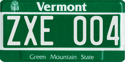 VT license plate ZXE004