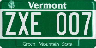 VT license plate ZXE007