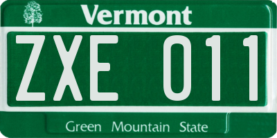 VT license plate ZXE011