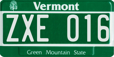 VT license plate ZXE016