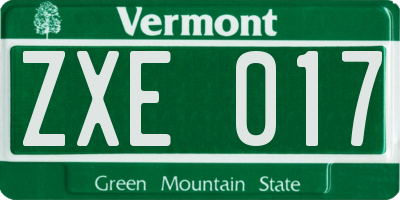 VT license plate ZXE017