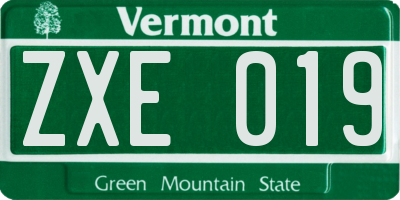 VT license plate ZXE019
