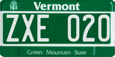 VT license plate ZXE020