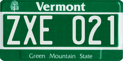 VT license plate ZXE021