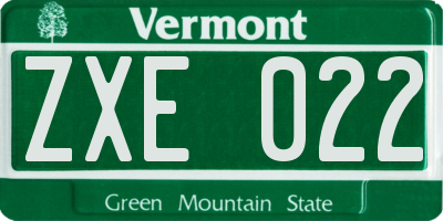 VT license plate ZXE022