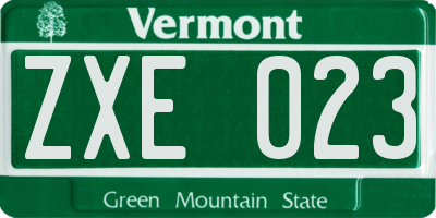 VT license plate ZXE023