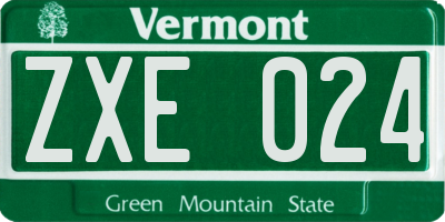 VT license plate ZXE024
