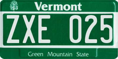VT license plate ZXE025