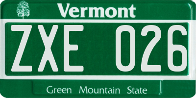VT license plate ZXE026