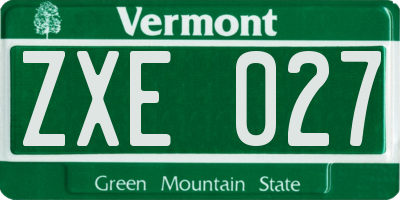 VT license plate ZXE027