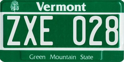 VT license plate ZXE028