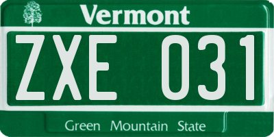 VT license plate ZXE031