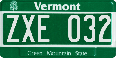 VT license plate ZXE032