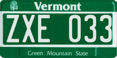 VT license plate ZXE033