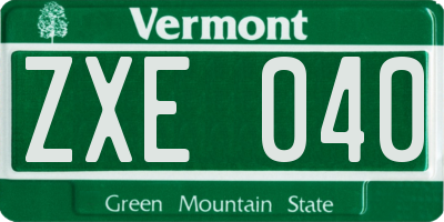 VT license plate ZXE040