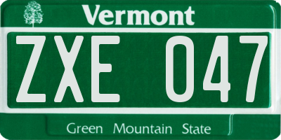 VT license plate ZXE047