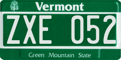 VT license plate ZXE052