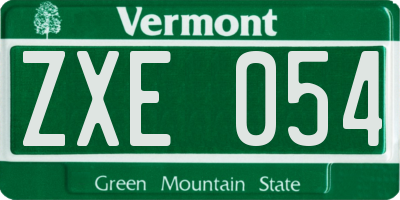 VT license plate ZXE054