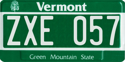 VT license plate ZXE057