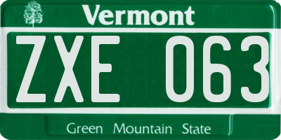 VT license plate ZXE063