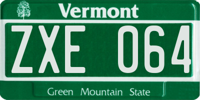 VT license plate ZXE064