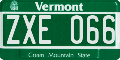 VT license plate ZXE066