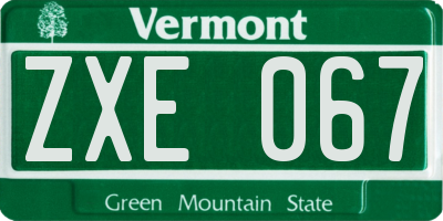 VT license plate ZXE067
