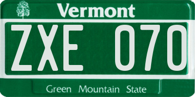VT license plate ZXE070