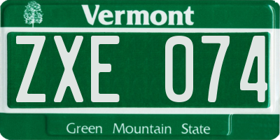 VT license plate ZXE074