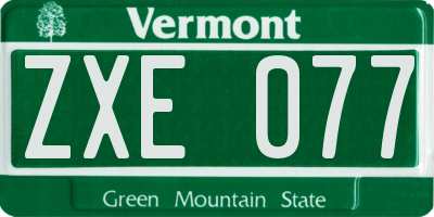 VT license plate ZXE077