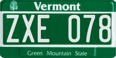 VT license plate ZXE078