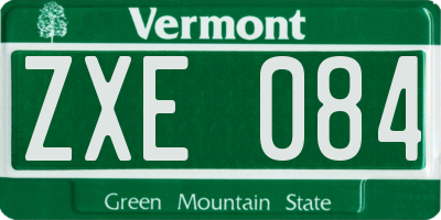 VT license plate ZXE084
