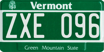 VT license plate ZXE096