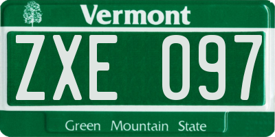 VT license plate ZXE097