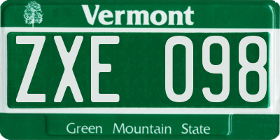 VT license plate ZXE098