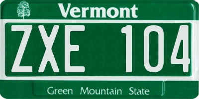 VT license plate ZXE104