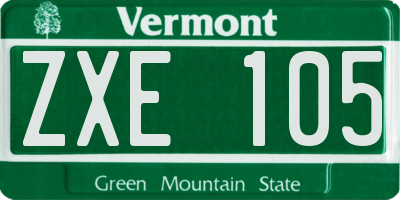 VT license plate ZXE105