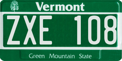 VT license plate ZXE108