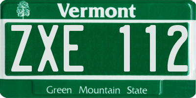 VT license plate ZXE112