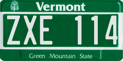 VT license plate ZXE114