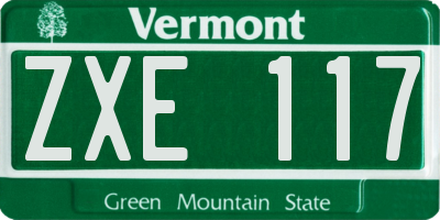 VT license plate ZXE117